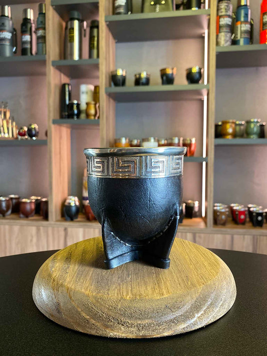 Mate de calabaza imperial negro para beber yerba mate