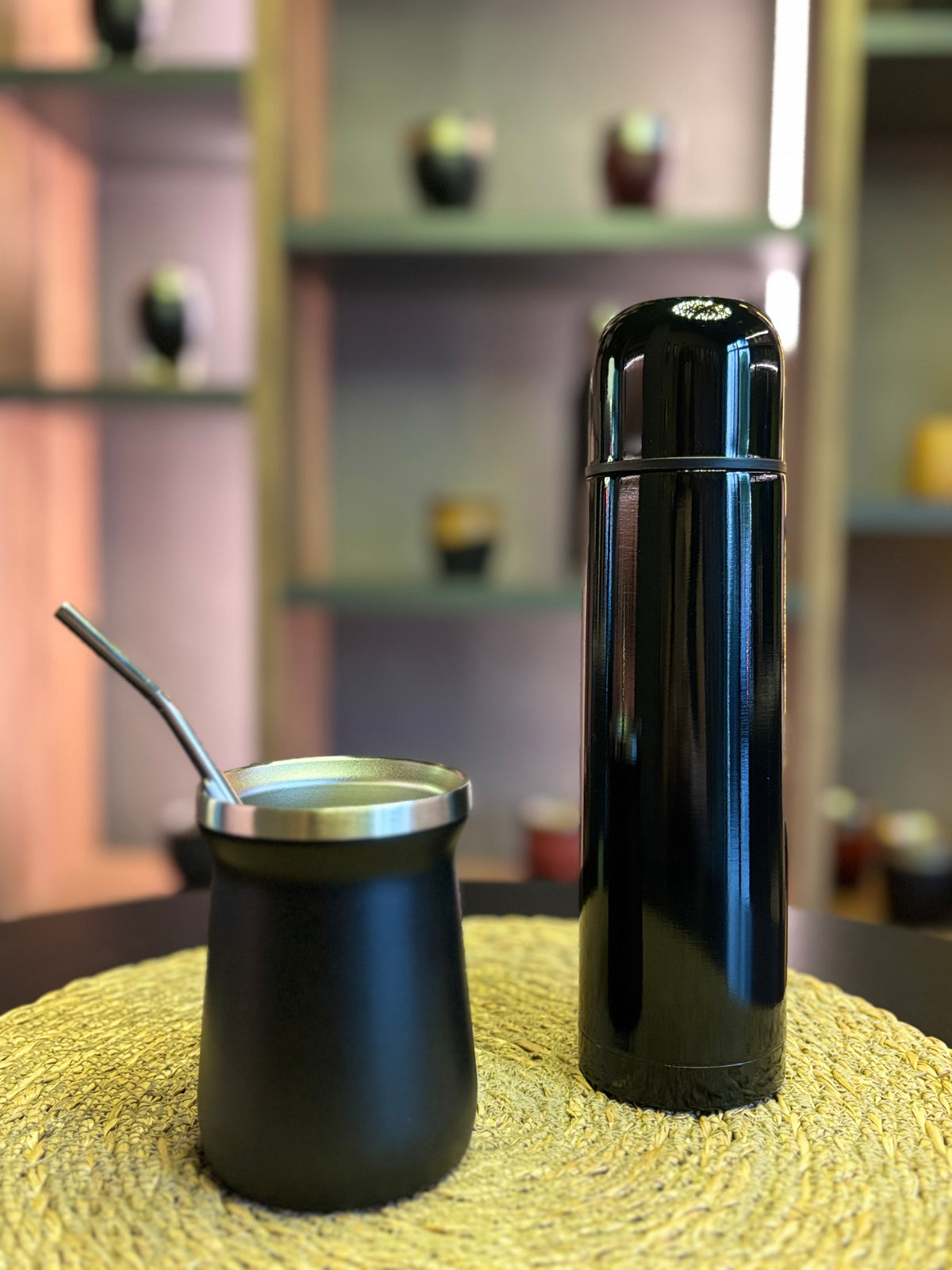 KIT DE MATE ACERO INOX - BLACK