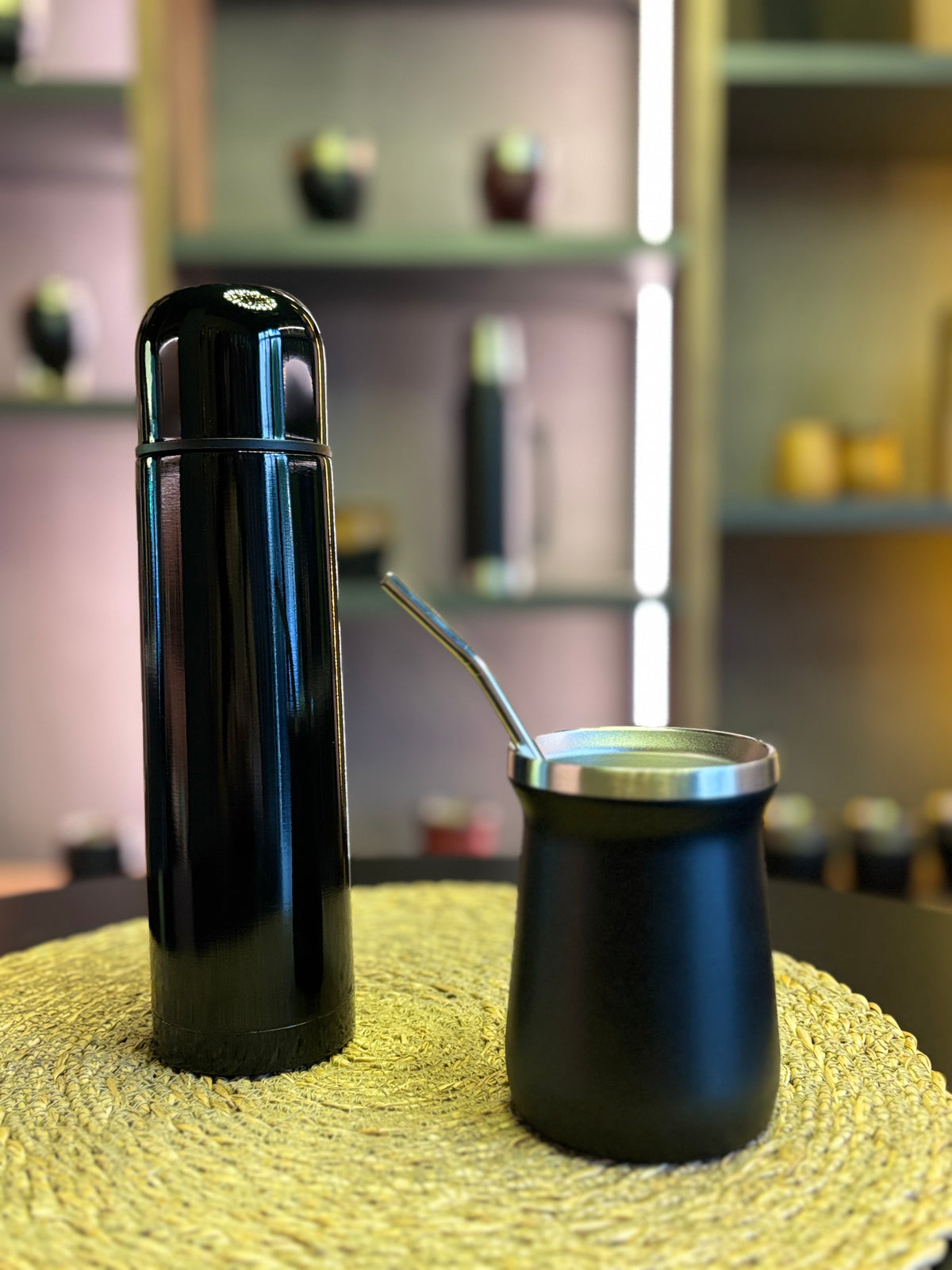 KIT DE MATE ACERO INOX - BLACK