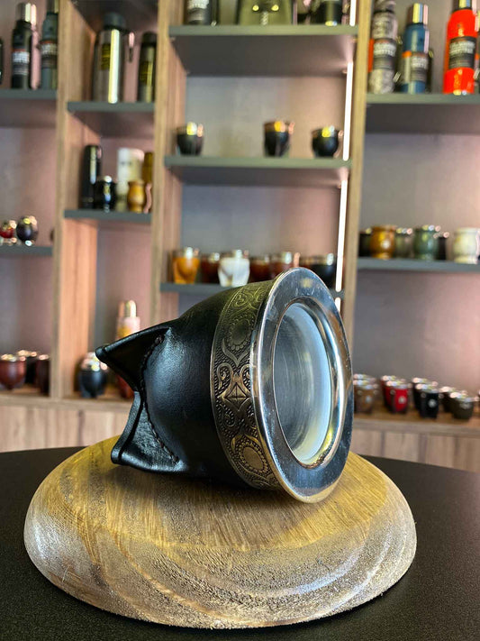 Mate imperial negro de acero inoxidable para beber yerba mate. Kit iniciación premium 