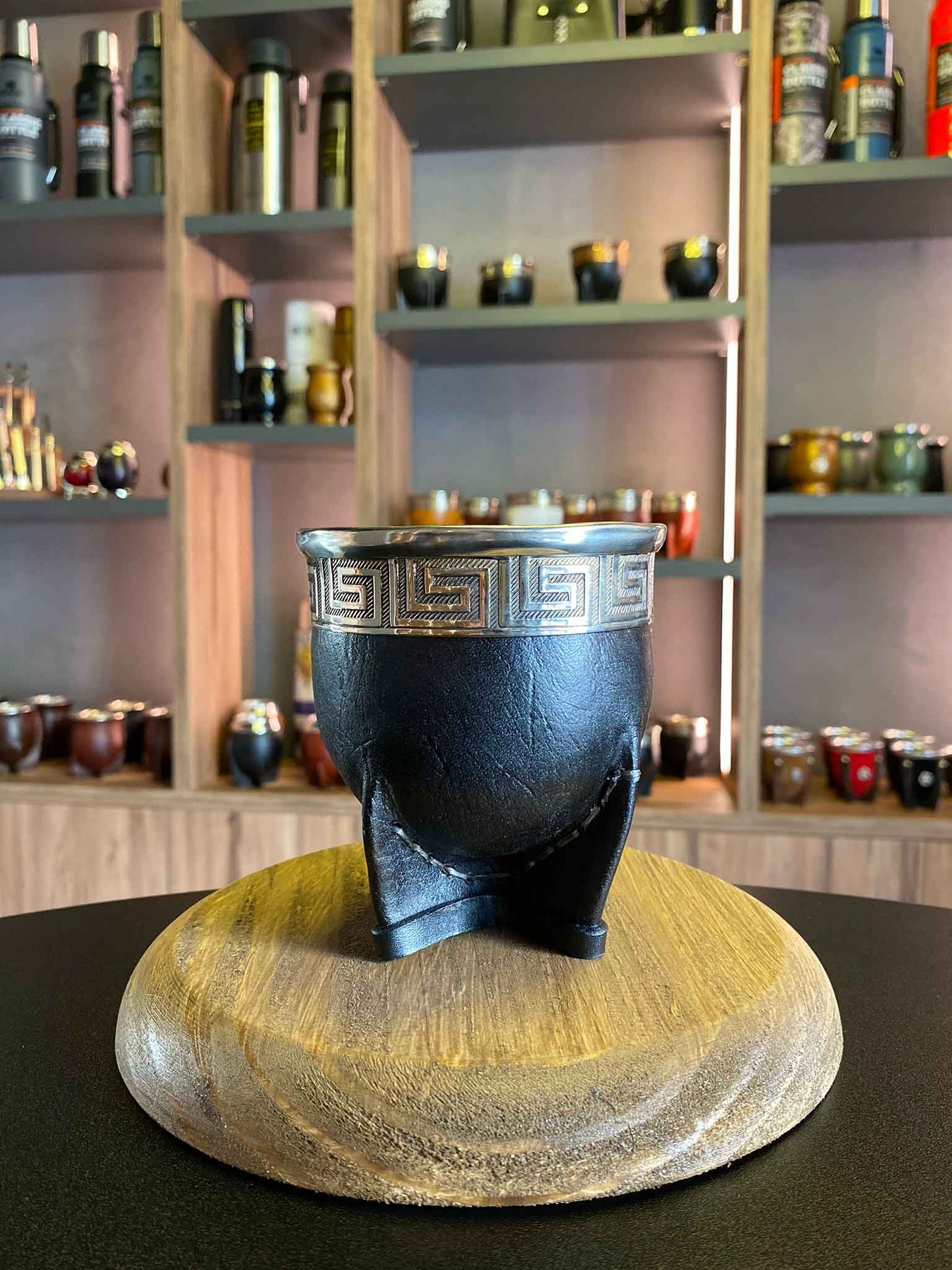 Mate de calabaza imperial negro para beber yerba mate 
