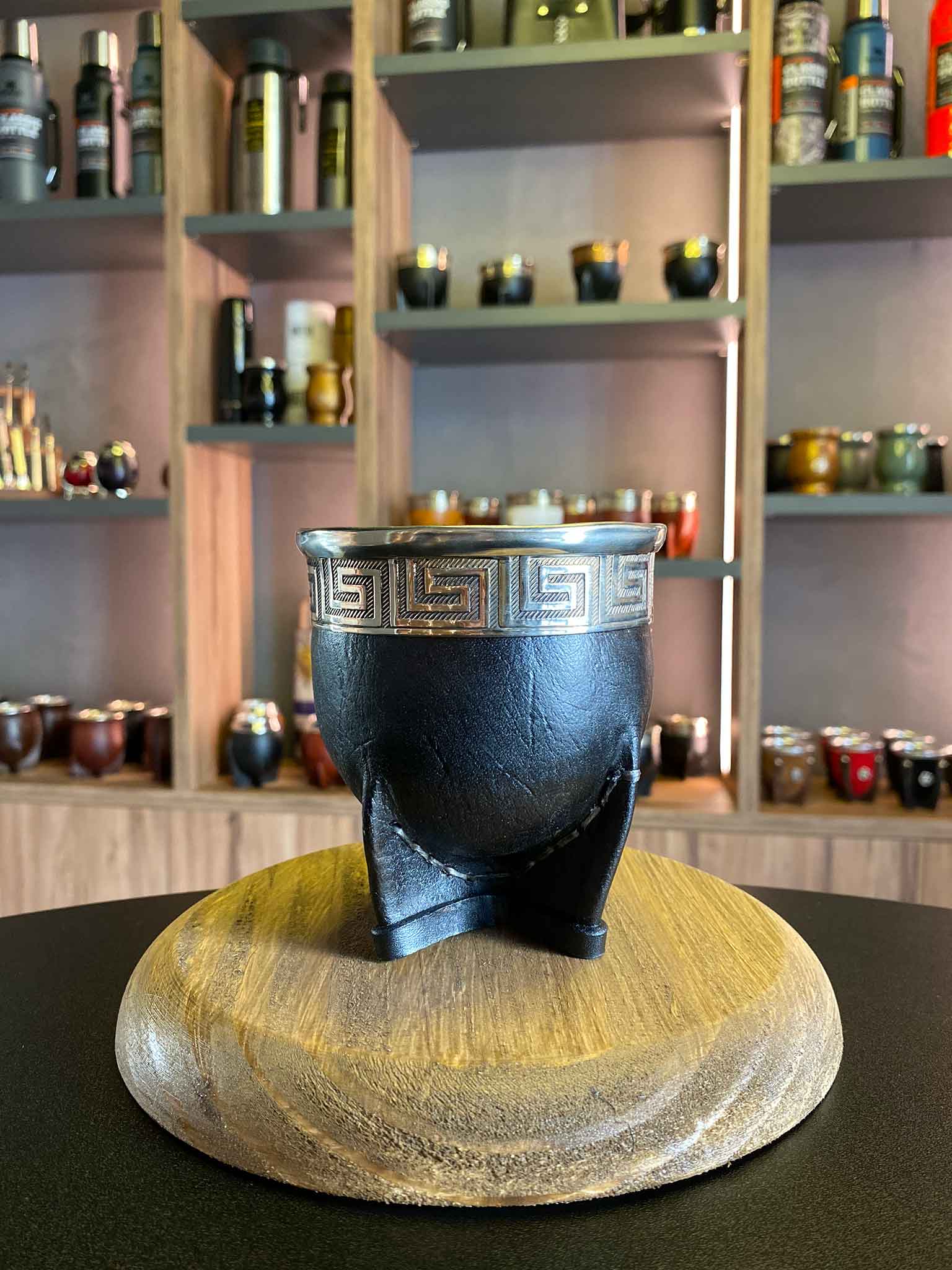 Mate de calabaza imperial negro para beber yerba mate 