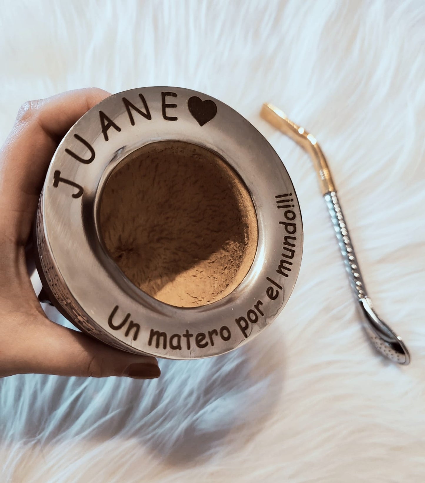 Grabado Laser sobre Virola Mate Imperial / Mate Camionero Inox - personalizado VIROLA COMPLETA no incluye el mate